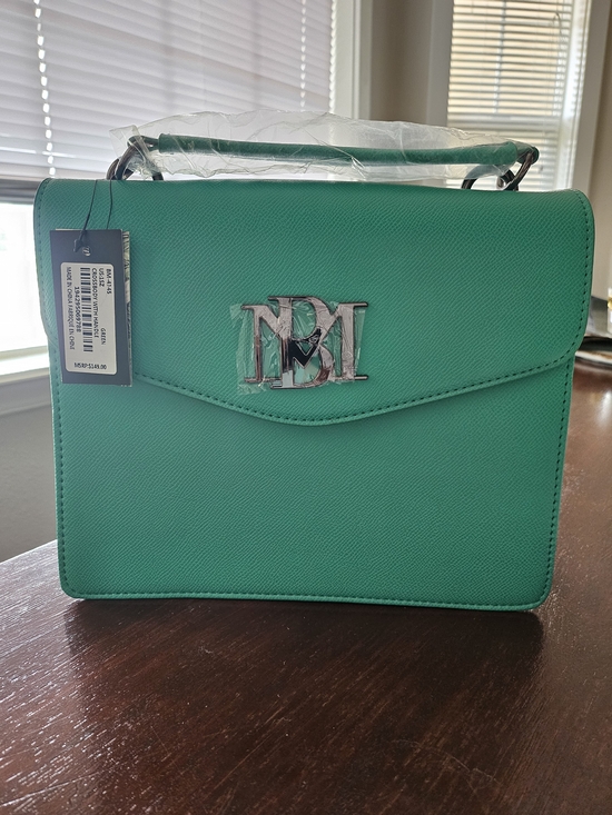 Badgley Mischka Handbags - Badgley Mischka Green Structured Top-Handle Satchel